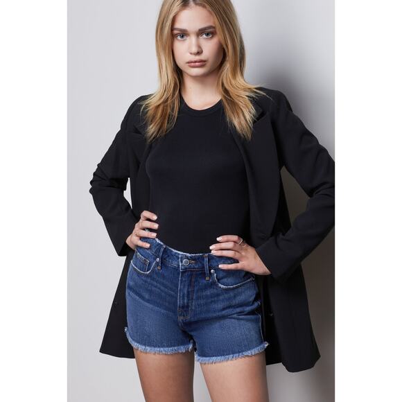 Good American Good Vintage Frayed Denim Cutoffs Jean Shorts Stretch Womens 8 29 - Picture 13 of 16